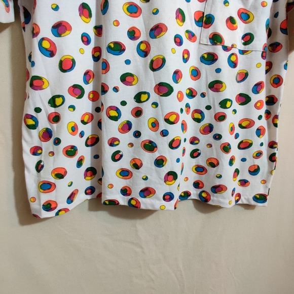 EXTRA ELEMENTS Vintage White Multicolor Circle Candy Ball Funky Print Shirt L - Picture 4 of 9